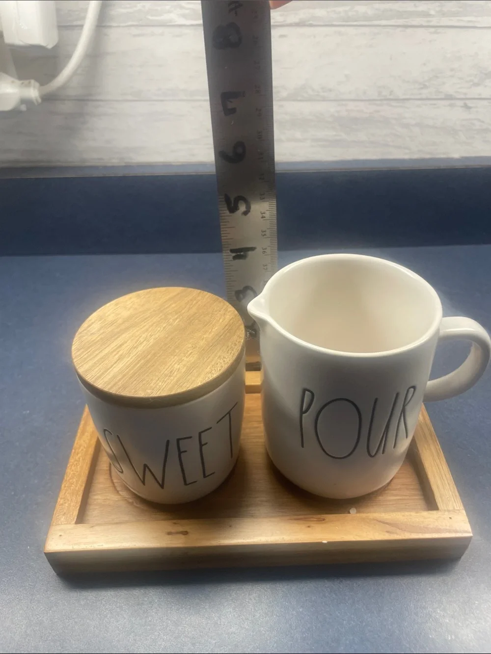 Rae Dunn 'Pour' Cream Pitcher with 'Sweet' Canister - Cream